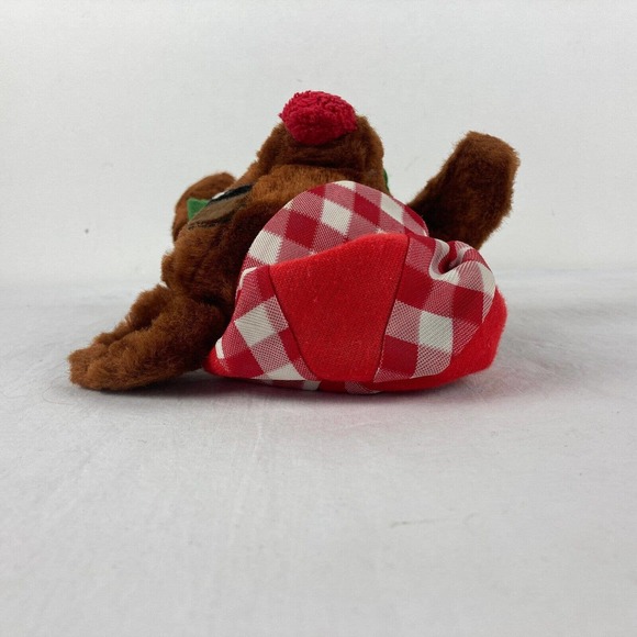 Vintage Plush Stuffed Animal Bear Chef Hat Vest Checkered Plaid 13" - Picture 8 of 8